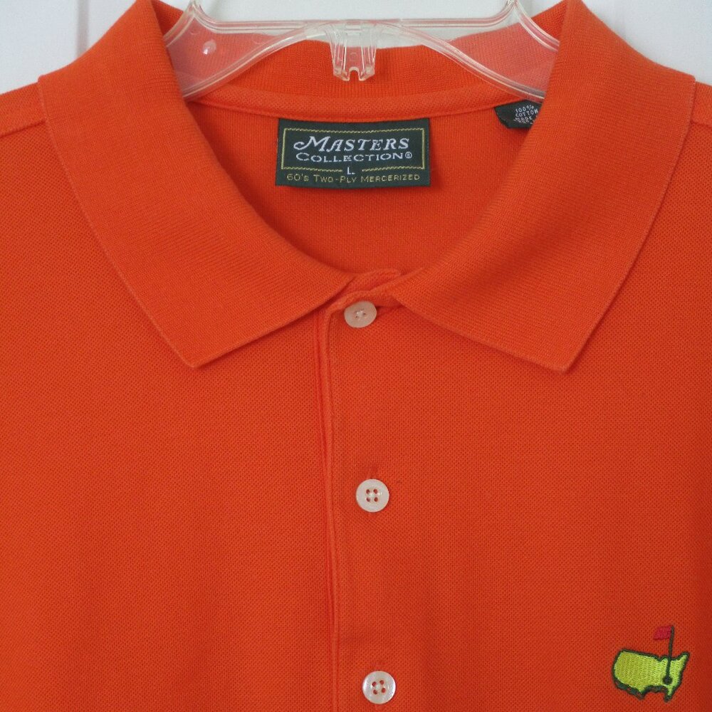 The Masters Mens S/S Orange Cotton Golf Polo Shirt - Size Large